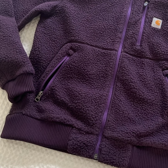 CARHARTT Deep Purple Plum Zip Up JACKET Coat Fleece MEDIUM - Picture 4 of 6